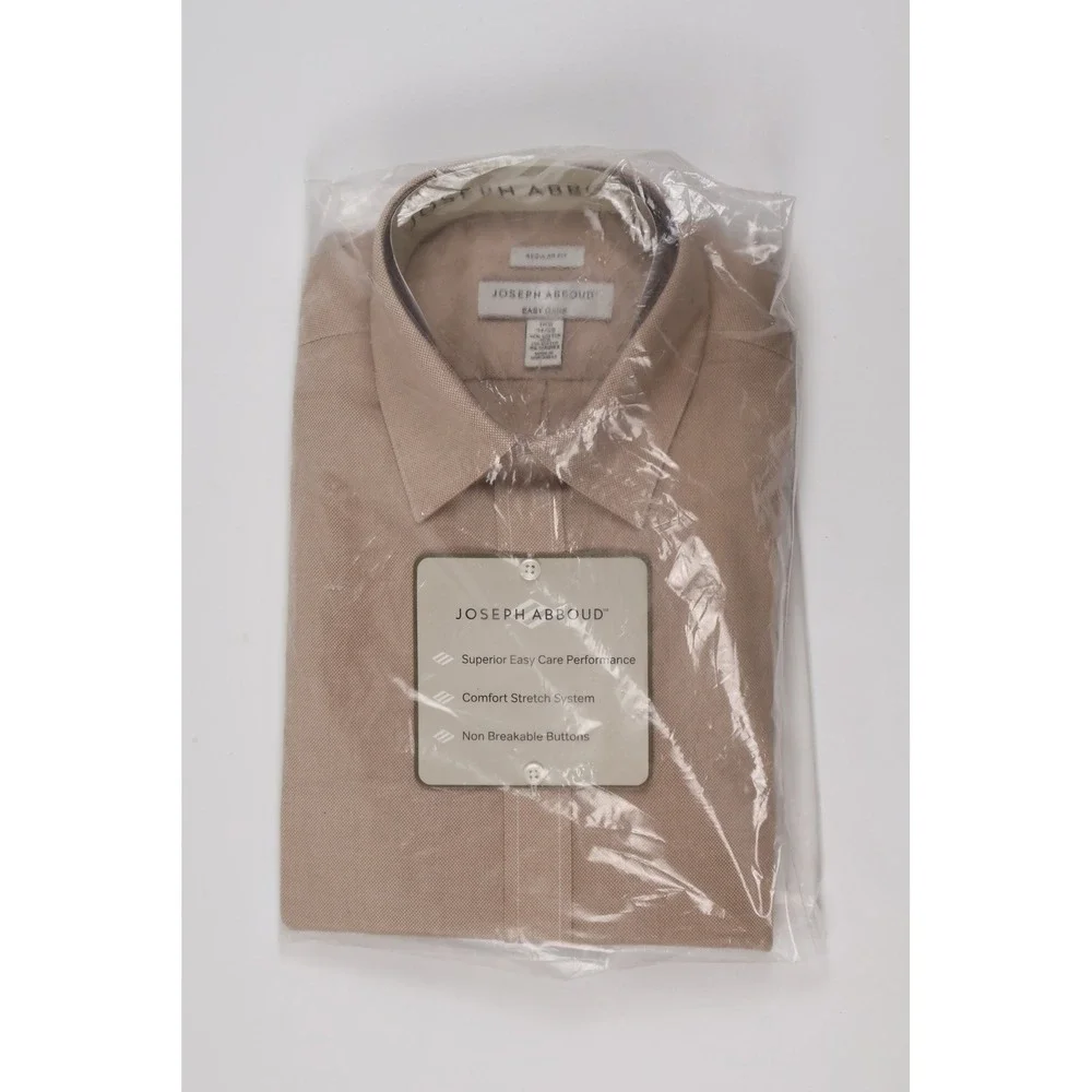 Joseph Abboud Dress Shirt Easy Care Regular Fit Tan Solid 16.5 34/35 NWT - Picture 1 of 5